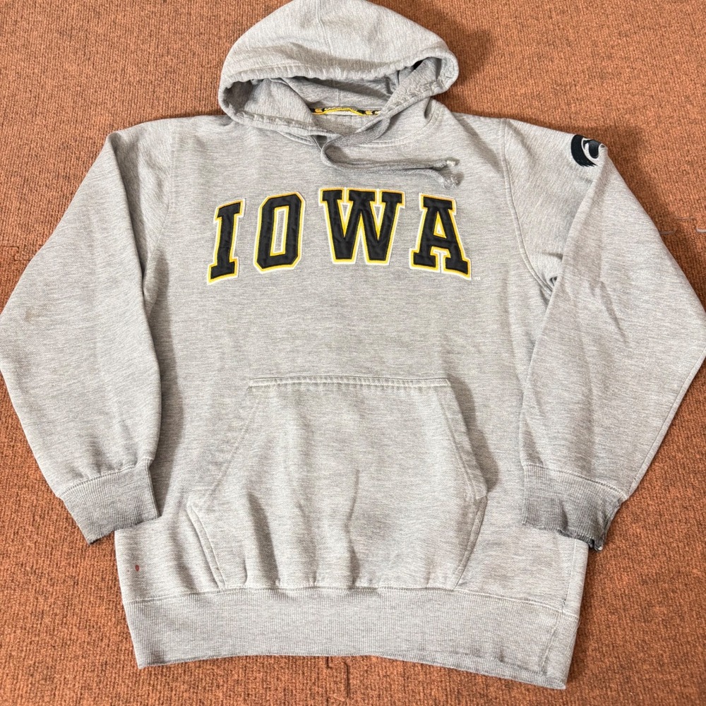 Colosseum Iowa Hawkeyes Hoodie Mens Gray Pullover Iowa Spellout Sweatshirt gym